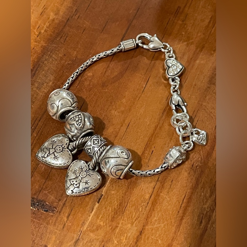 BRIGHTON Silver Charm Bracelet Boy & Girl, Hearts - Picture 2 of 8